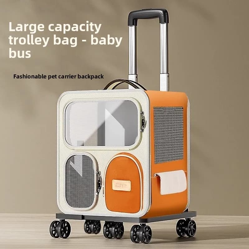 Large Capacity Pet Rolling Backpack Portable Travel Trolley Carrier Bag Double Shoulder Outdoor Transport for Cats Small Dogs