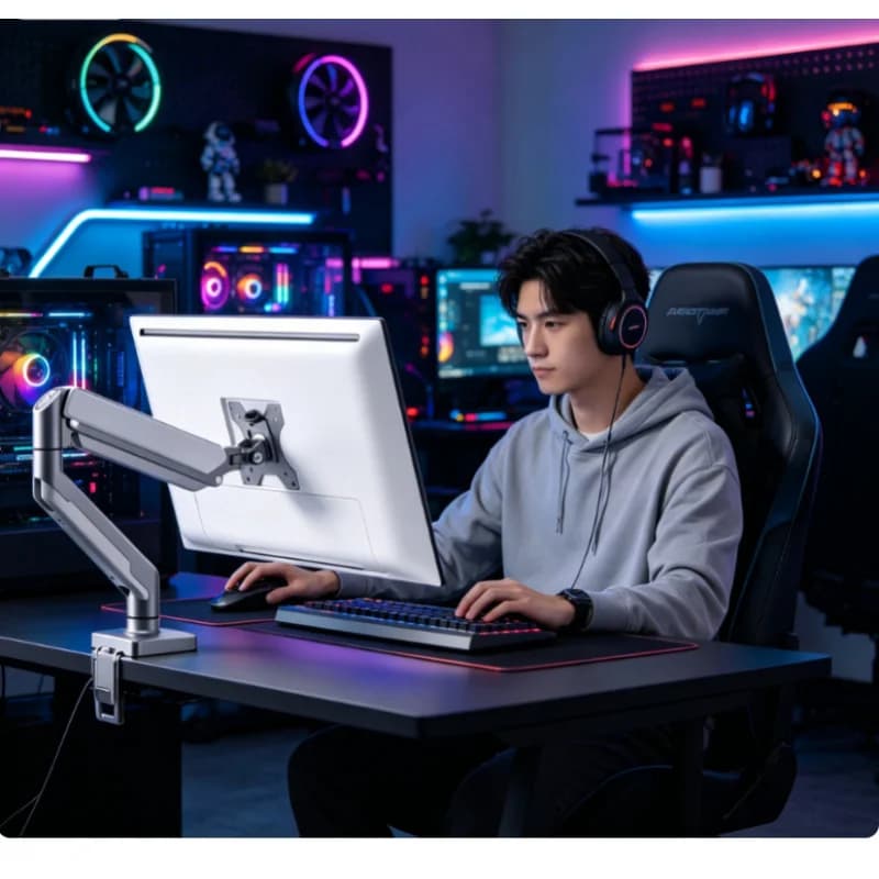 32 Inch Universal Monitor Bracket Single Screen Desk Mount Adjustable Stand Holds Up to 19.8 Lbs