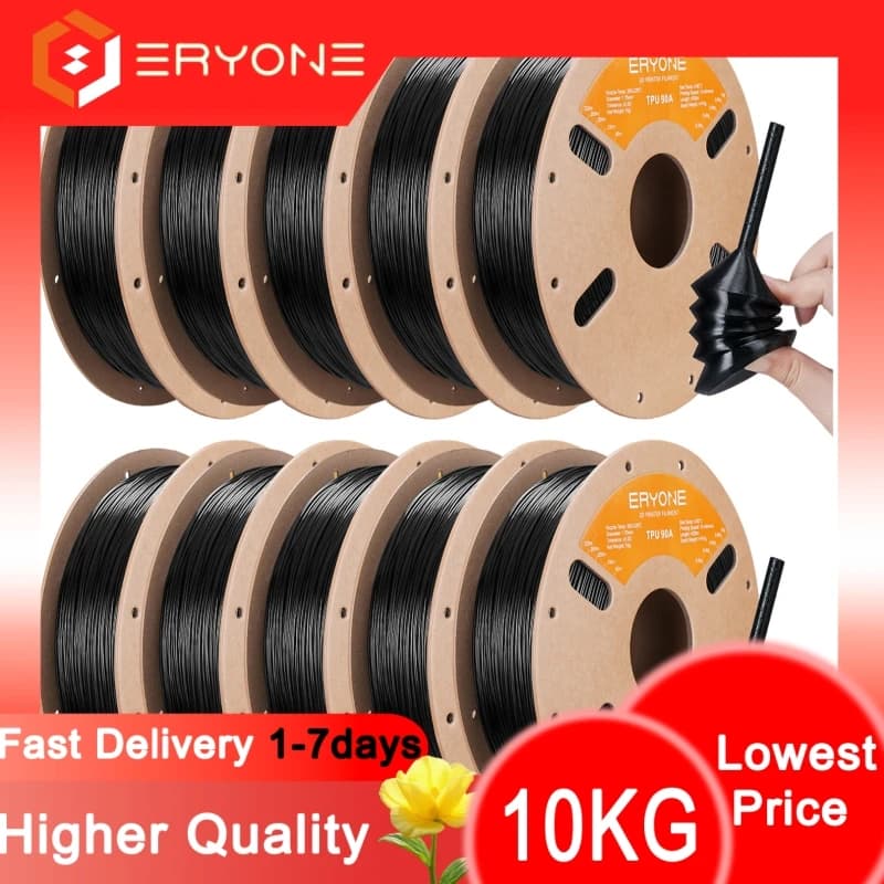 ERYONE 90A 1.75mm TPU Filament for 3D Printer +/-0.03mm, 90A, 1kg (2.2 LBS) / TPU 90A Filament Bobbin