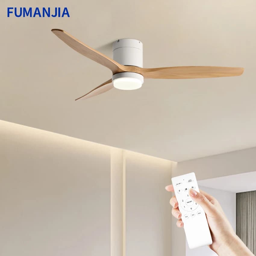 FUMANJIA 3-Blade 42/52/56/60' Solid Wood Ceiling Fan W/LED | 6-Spd DC Inverter | Ultra Quiet & Energy Saving for Living & Dining