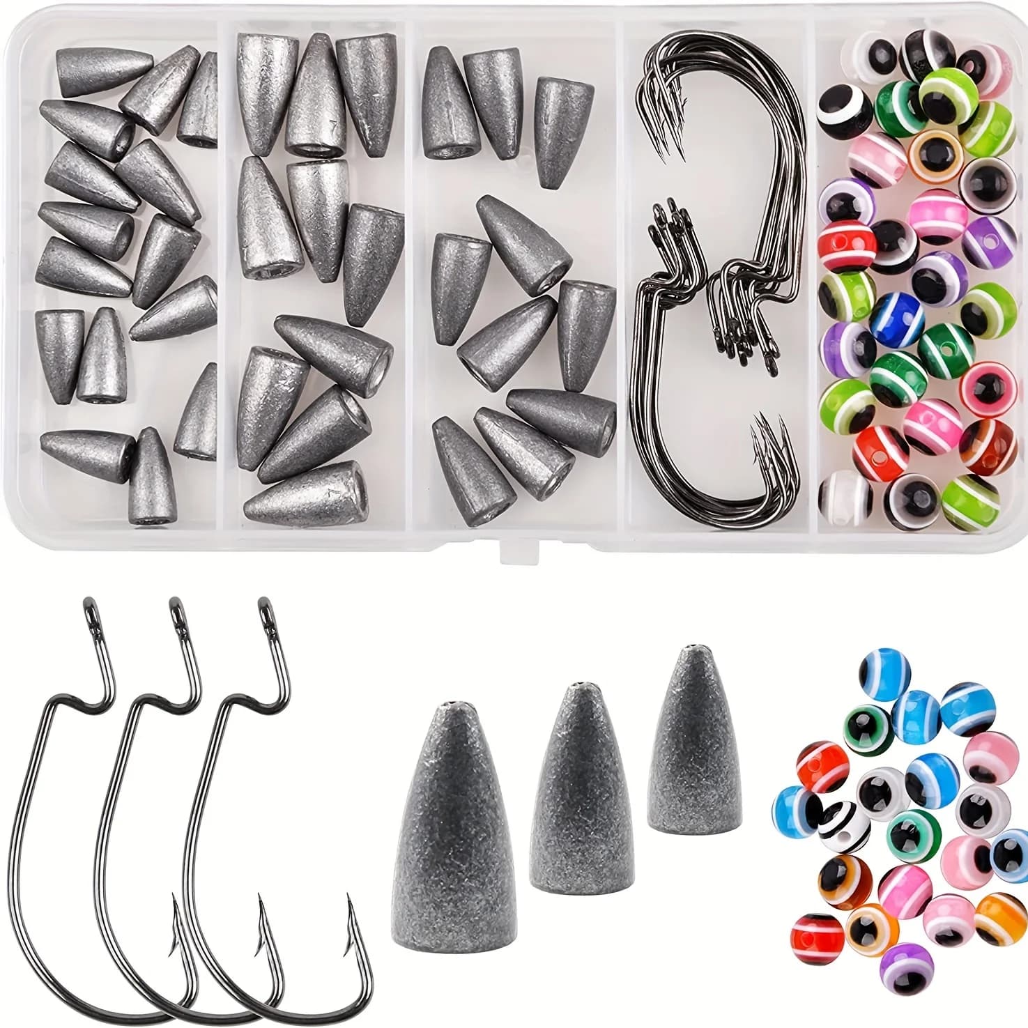 Fishing weights Piombini Esca Fishing beads Carolina Rig Texas Rig Bullet Piombini Kit Fishing accessories kit