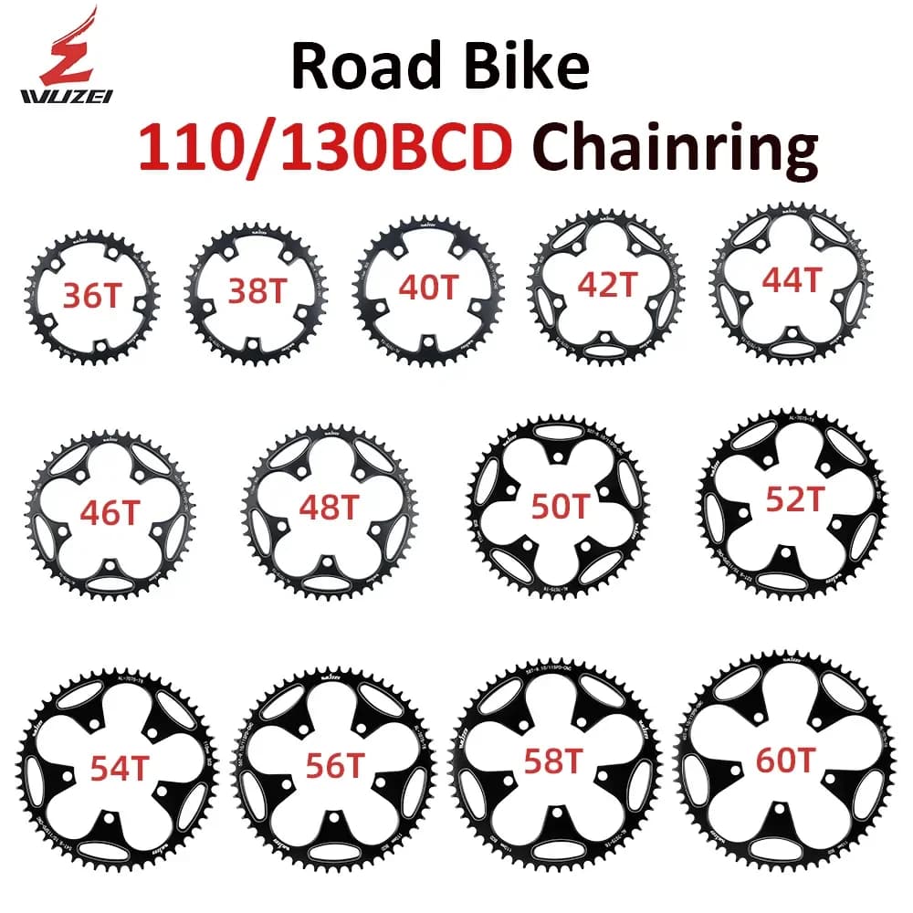 WUZEI Bici Da Strada 110/130BCD Corona 36/38/40/42/44/46/48/50/52/54/56/58/60T 110BCD/130BCD Strada/Piegatura Bicicletta Manovella Corona