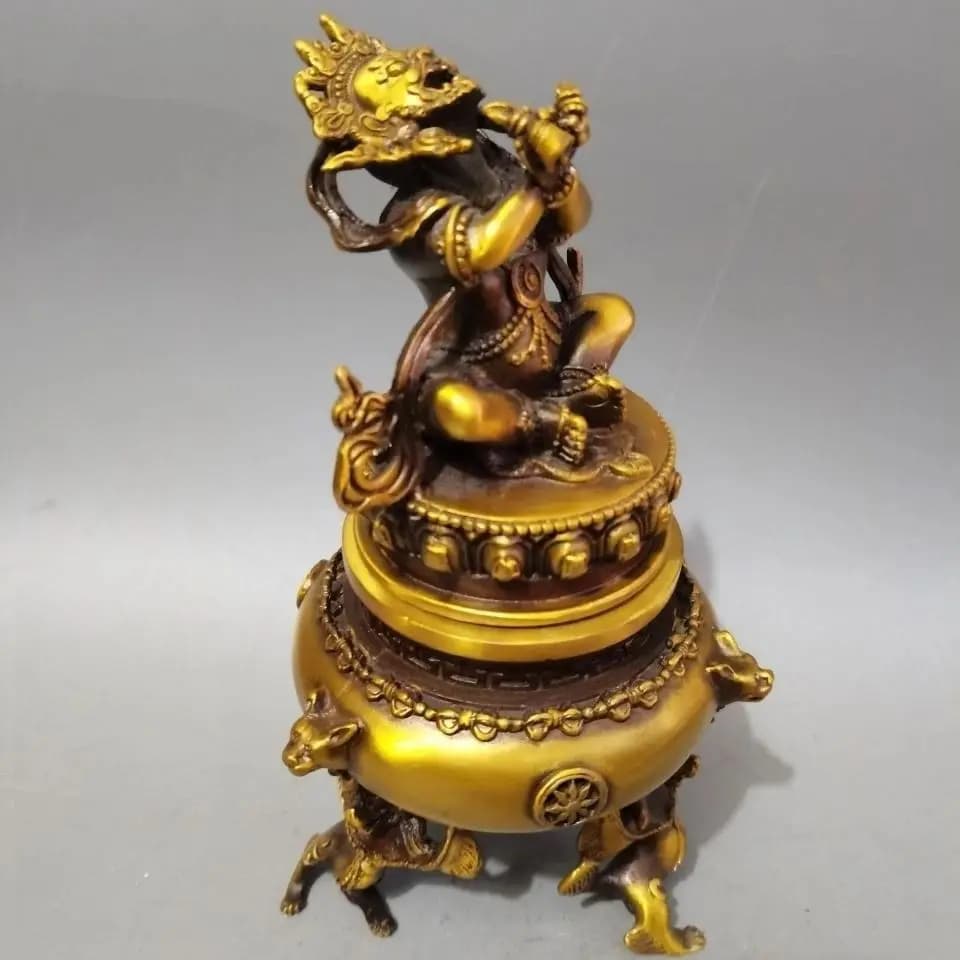 Yellow god of wealth incense burner Ornament Decoration Tea Pet Figurines Desk Decor Accessories