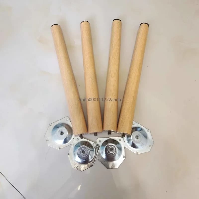 4 Pezzi Gambe per Mobili in Legno Massello 30-60cm, Piedini Antiscivolo Fai-da-Te con Piastre di Montaggio e Viti, Stile Obliquo/Verticale