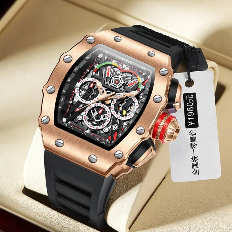 ONOLA Wrist Watch Quartz Wrist Watch for Men Casual Sports Chronograph Square Watch With Luminous Hands