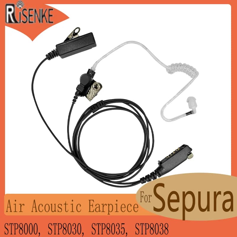RISENKE-Auricolari acustici aria, cuffie radio per Sepura STP8000, STP8030, STP8035, STP8038, walkie talkie, 2 vie