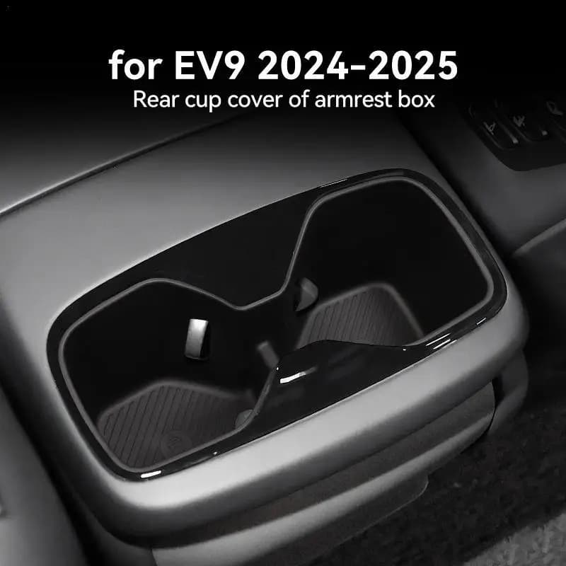 Bracciolo posteriore portabicchieri per Kia EV9 2024-2025 TPE scatola di immagazzinaggio vassoio antiscivolo organizzatore accessori interni auto nero