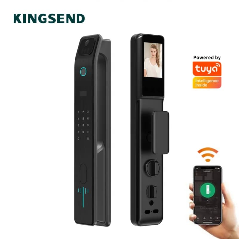 Serratura Intelligente per Porte in Acciaio con Riconoscimento Facciale 3D e Impronte Digitali, Controllo App WiFi Tuya, Archiviazione Dati su Cloud