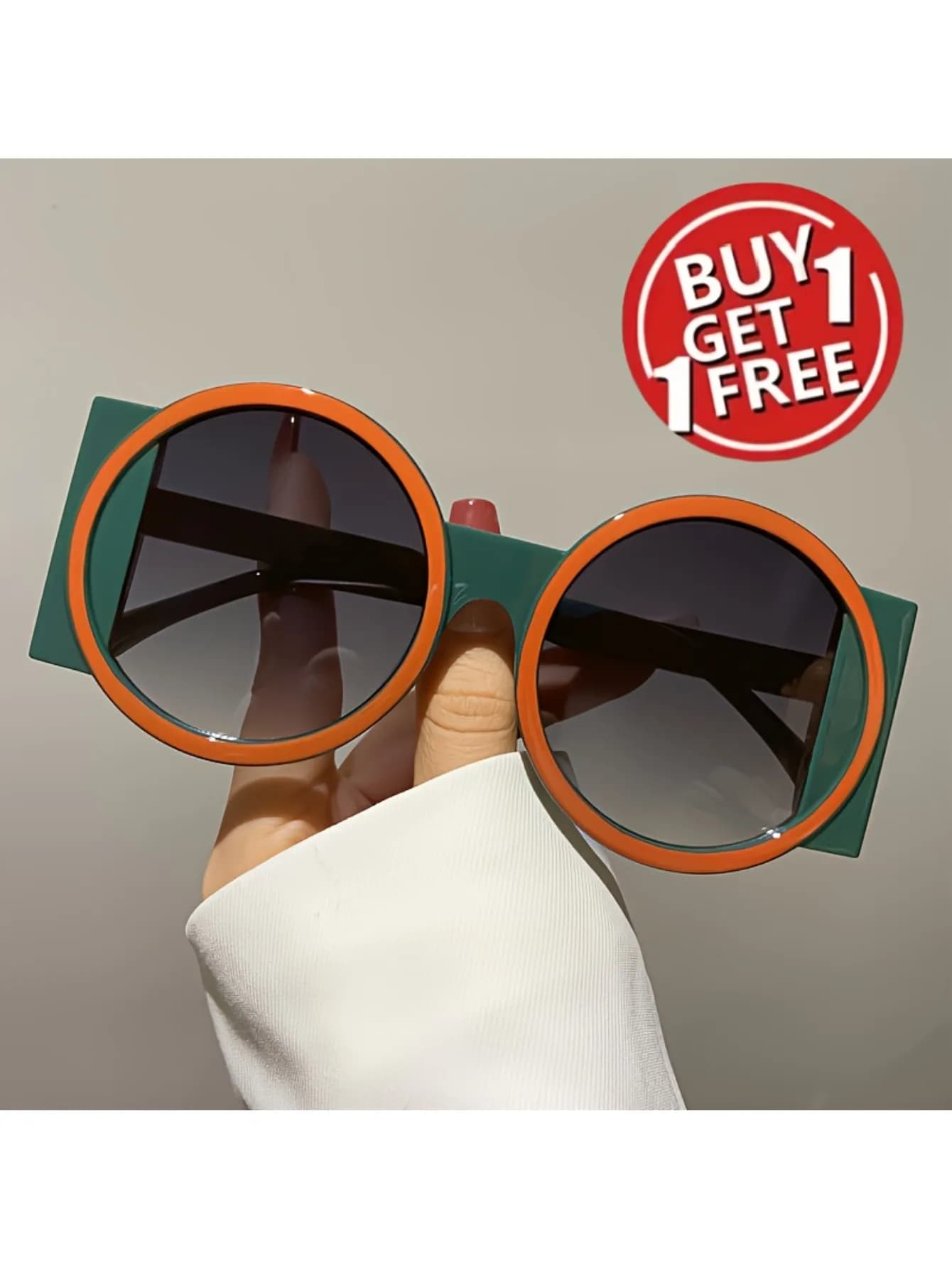 New fashionable glasses with large round frame, unisex bicolor glasses of high range, versatile and fashionable casual glasses.