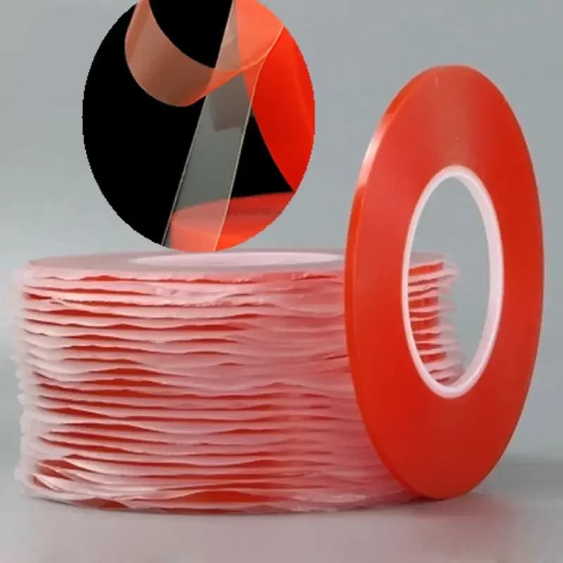 0.2MM 1/2/3/5/10/12mm 25M Forte Adesivo Acrilico PET Pellicola Rossa Trasparente Nastro Biadesivo Nessuna Traccia Per Il Telefono Tablet Schermo LCD di Vetro