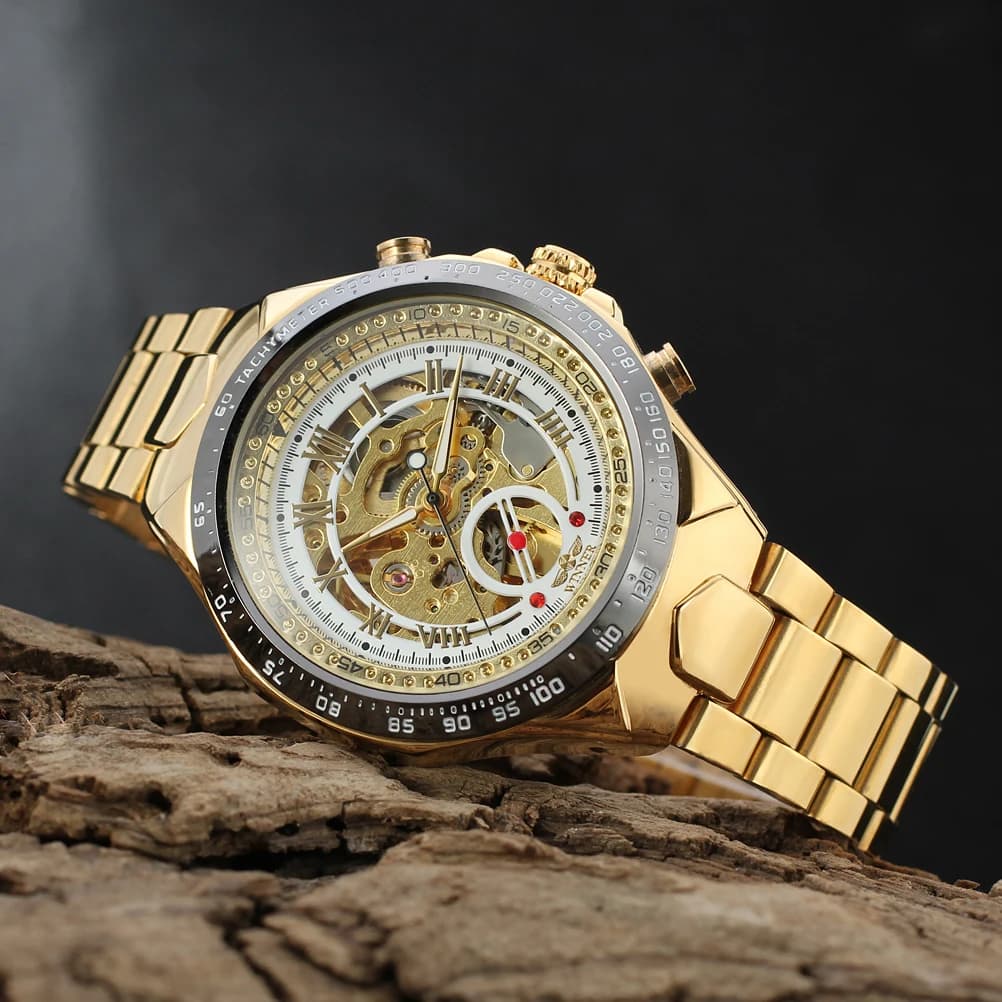 2025 Designer Luxury WINNER Classic Skeleton Mechanical Watches Men's Automatic Movement Chronograph Wrist Watch Waterproof