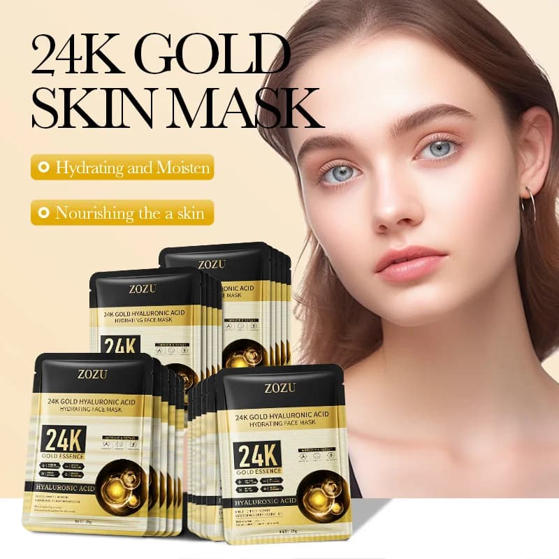 10 pz 24 K D'oro Acido Ialuronico Maschera Per Il Viso Cura Della Pelle Rassodante Idratante Maschere Per Il Viso Idratanti Prodotti Per La Cura Della Pelle