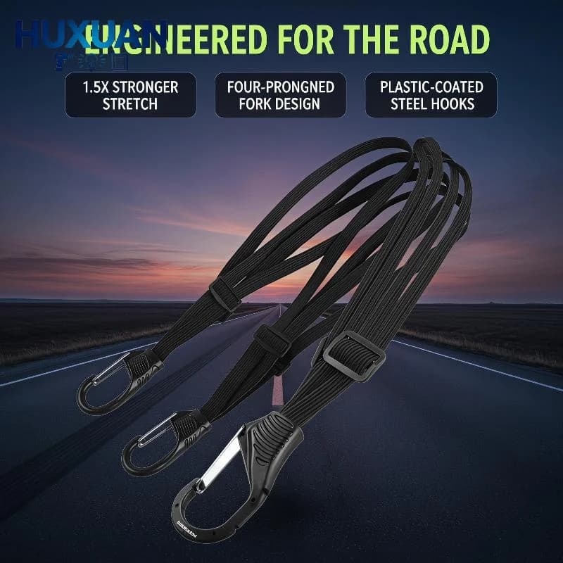 Motorcycle Elastic Luggage Strap with Safety Hook Universal Versatile Rope for Helmet Suitcase Fastening
