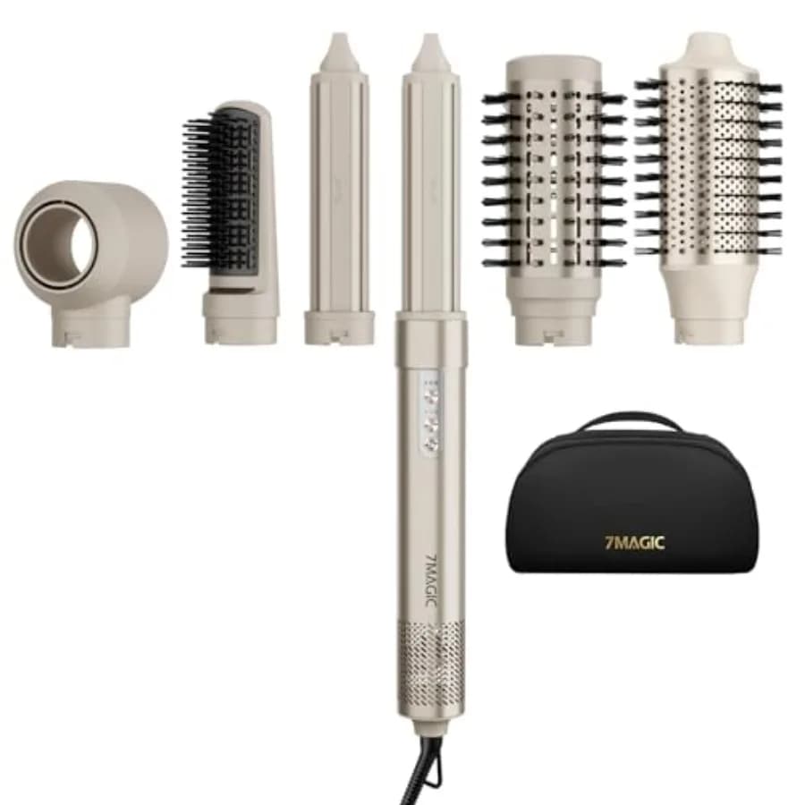 Spazzola Asciugacapelli Multifunzione 6 in 1, 110.000 RPM, Asciugatura Rapida con Ioni Negativi per Styling Professionale, Arricciatura e Volume