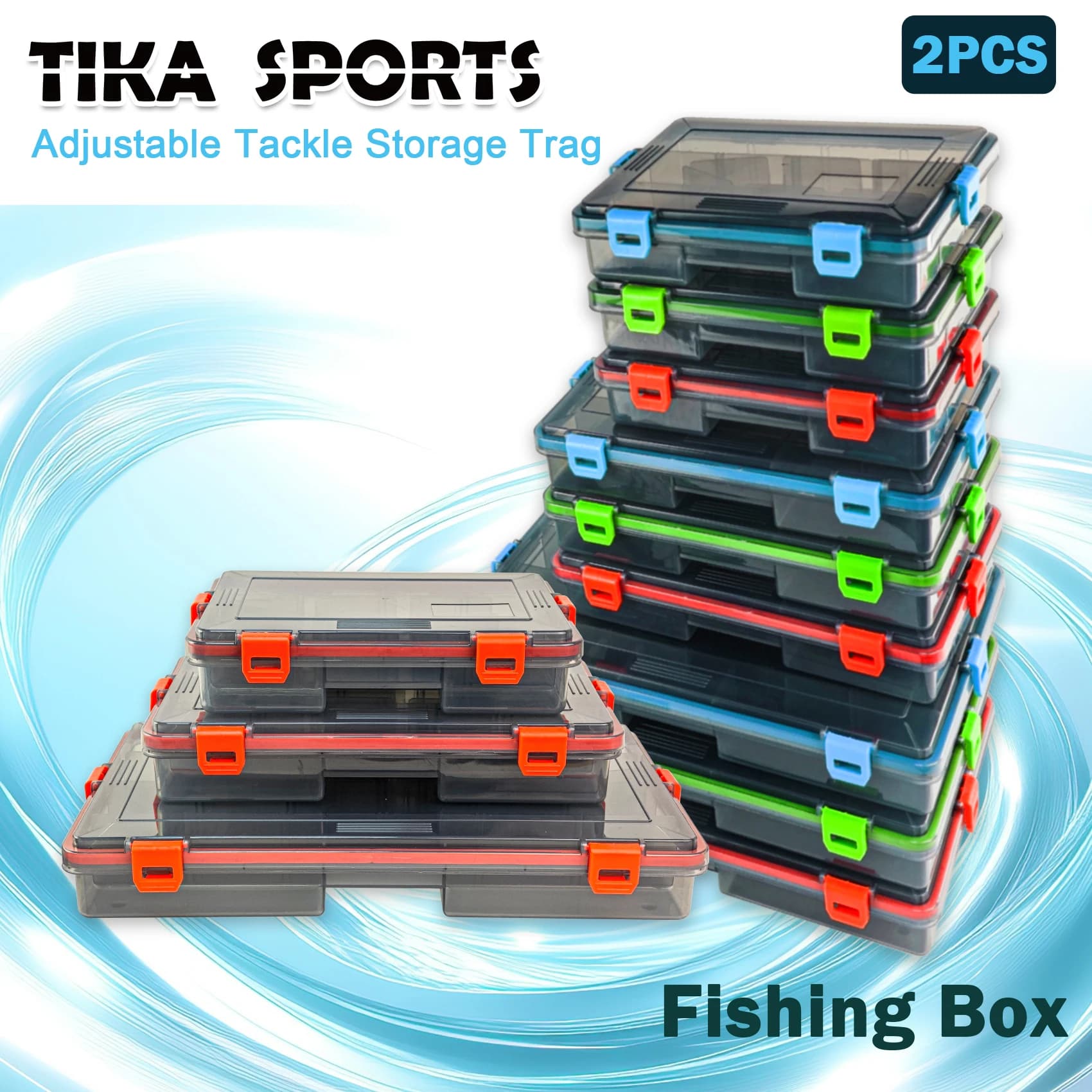 Aventik Set of 2 Premium Boxes for Fishing Equipment, Waterproof with Removable Divider, Robuste Containers for baits and Terminal Accessories