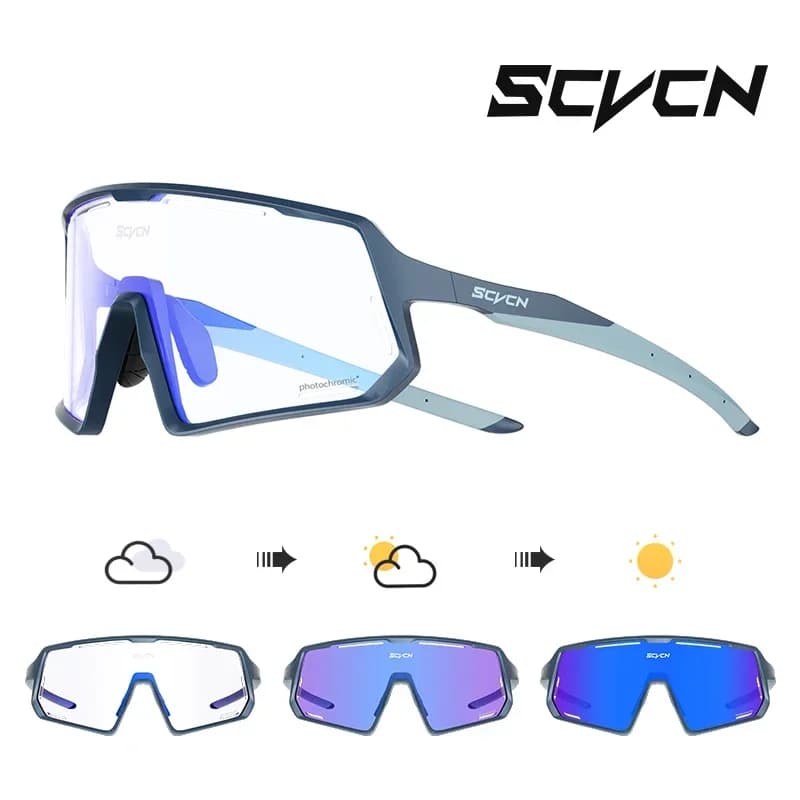 SCVCN Occhiali da sole da ciclismo fotocromatici Uomo Donna UV400 Occhiali sportivi da esterno Guida da baseball MTB Occhiali da ciclismo per bici da strada