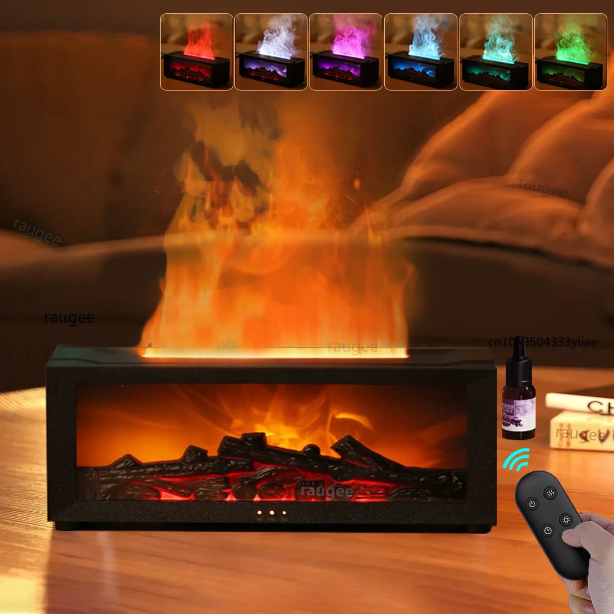 Umidificatore per aromi Oli essenziali Umidificatore Diffusore di fragranze a fiamma Diffusore per aromaterapia domestica con telecomando a luce LED