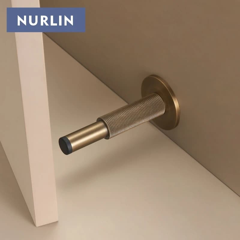 Nurlin Fermaporta zigrinato in ottone Fermaporta per porta del bagno Fermaporta per montaggio a parete per pavimento resistente Fermaporta per paraurti Chiusura in ottone antico