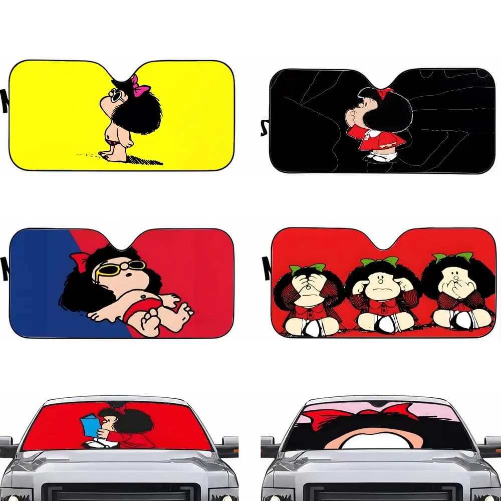 Comic M-Mafalda Sun Visor Car Windshield Sun Shade UV Protection Foldable Heat Insulation Universal Auto Cover