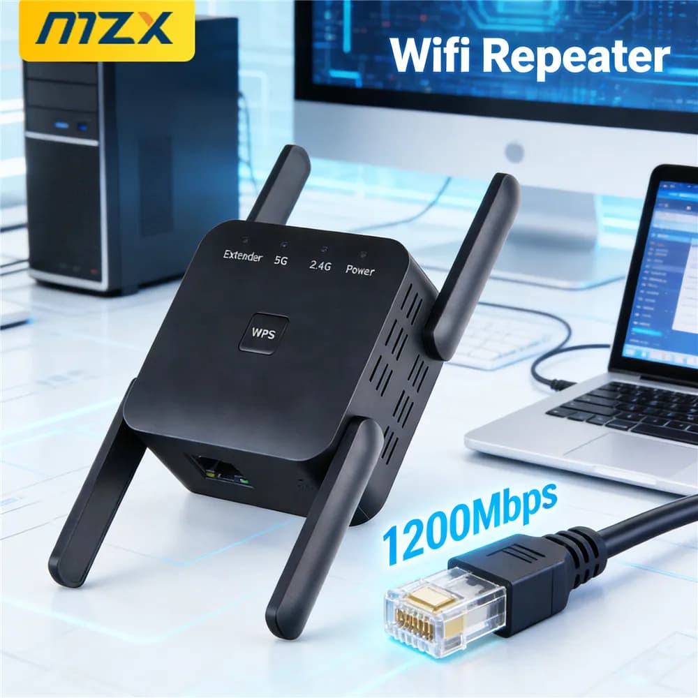 Ripetitore WiFi 1200Mbps 5G/2.4GHz, Amplificatore di Segnale Ethernet, Estensore Wireless, Ripetitore Wi-Fi, Booster di Rete, Ripetitore di Segnale WiFi