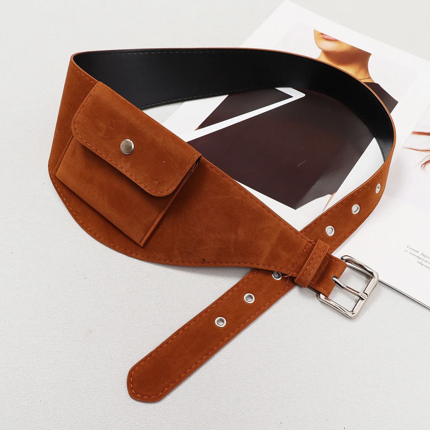 2025 Cinture larghe in pelle scamosciata PU con rossetto Portachiavi Borsa da viaggio Cinture in vita irregolari da strada con marsupio Marsupi vintage