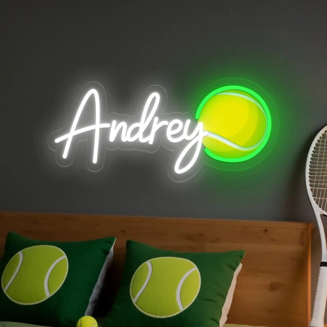 Pallone da tennis personalizzato Neon Calcio Nome Segno Baseball Calcio Segno Decorazioni per la camera da letto Regali per bambini Segno artistico Regalo personalizzato