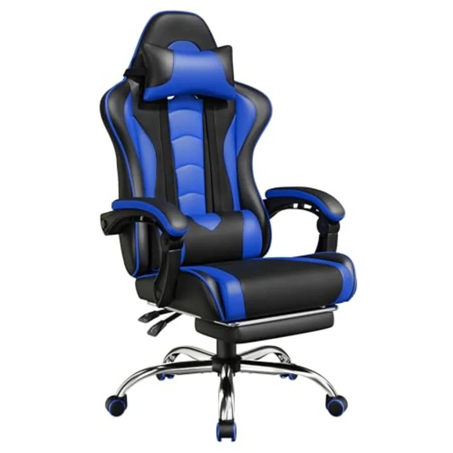 Sedia da Gaming con Massaggio, Supporto Lombare e Poggiapiedi, Regolabile in Altezza, Sedia Ergonomica Girevole per Computer