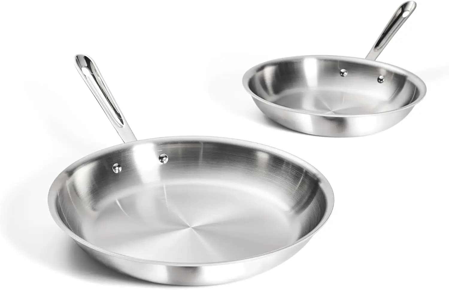 D3 ® Set di padelle in acciaio inossidabile da 10 e 12 pollici - Prodotto negli Stati Uniti - La batteria di pentole professionale originale Bonded - Adatte al forno e all'induzione