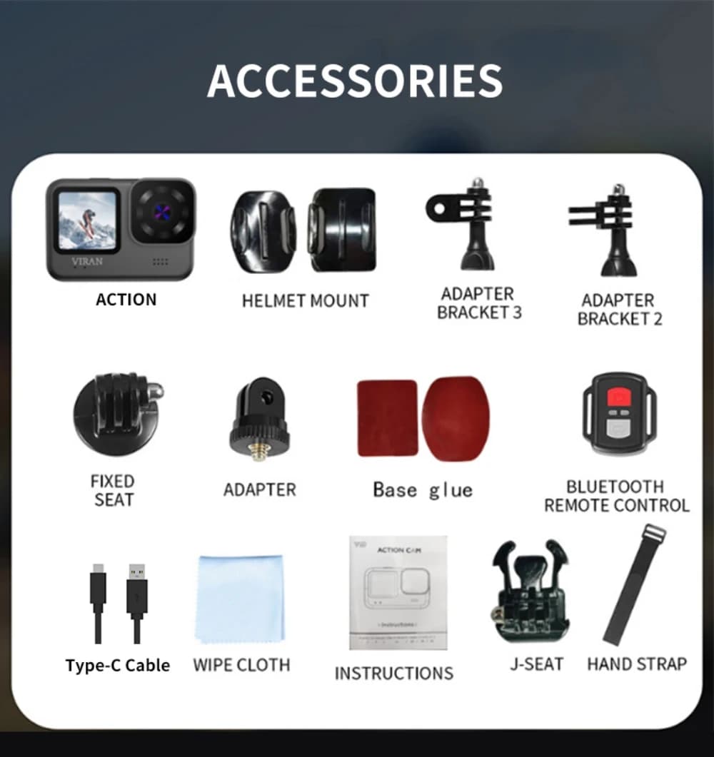 5K30FPS Action Camera 2.0 LCD screen WiFi 170 ° DVR Webcam 30M Waterproof sports camera with 5X zoom with remote control