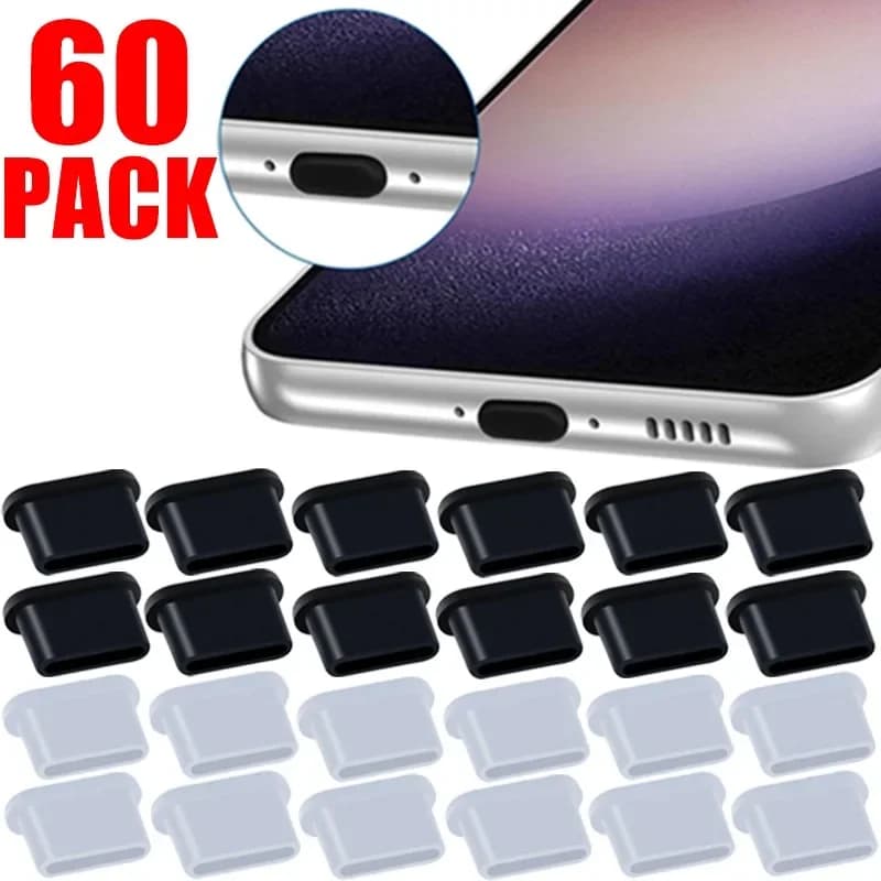 60-1 pz Tappi Antipolvere Tipo C Porta di Ricarica Protezione Tappo di Copertura per IPhone 15 Samsung Huawei Xiaomi Telefono Tappi Per La Polvere In Silicone