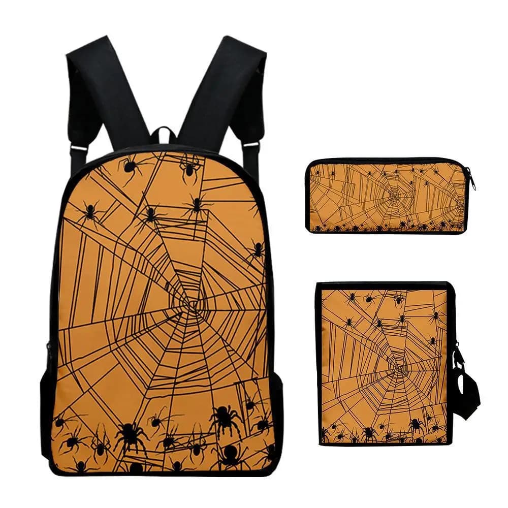 Set 3 Pezzi Zaino Studente 3D Halloween 2026, Borsa da Viaggio, Zaino per Laptop, Borsa a Tracolla e Astuccio