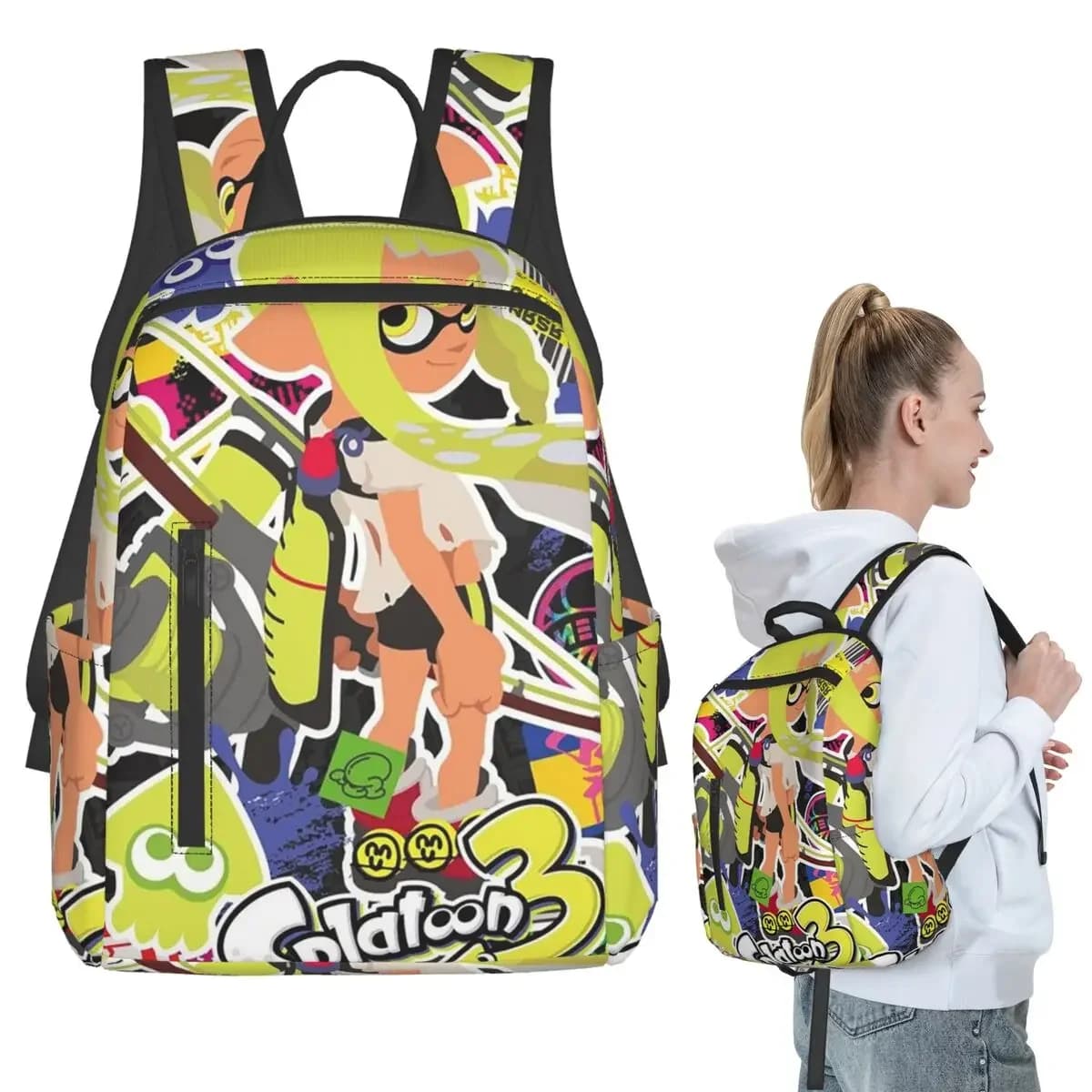 Cartoon Popular Splatoon 3 Game Backpack Student BookBag Kids School Bag Laptop Shoulder Bags Men Women
