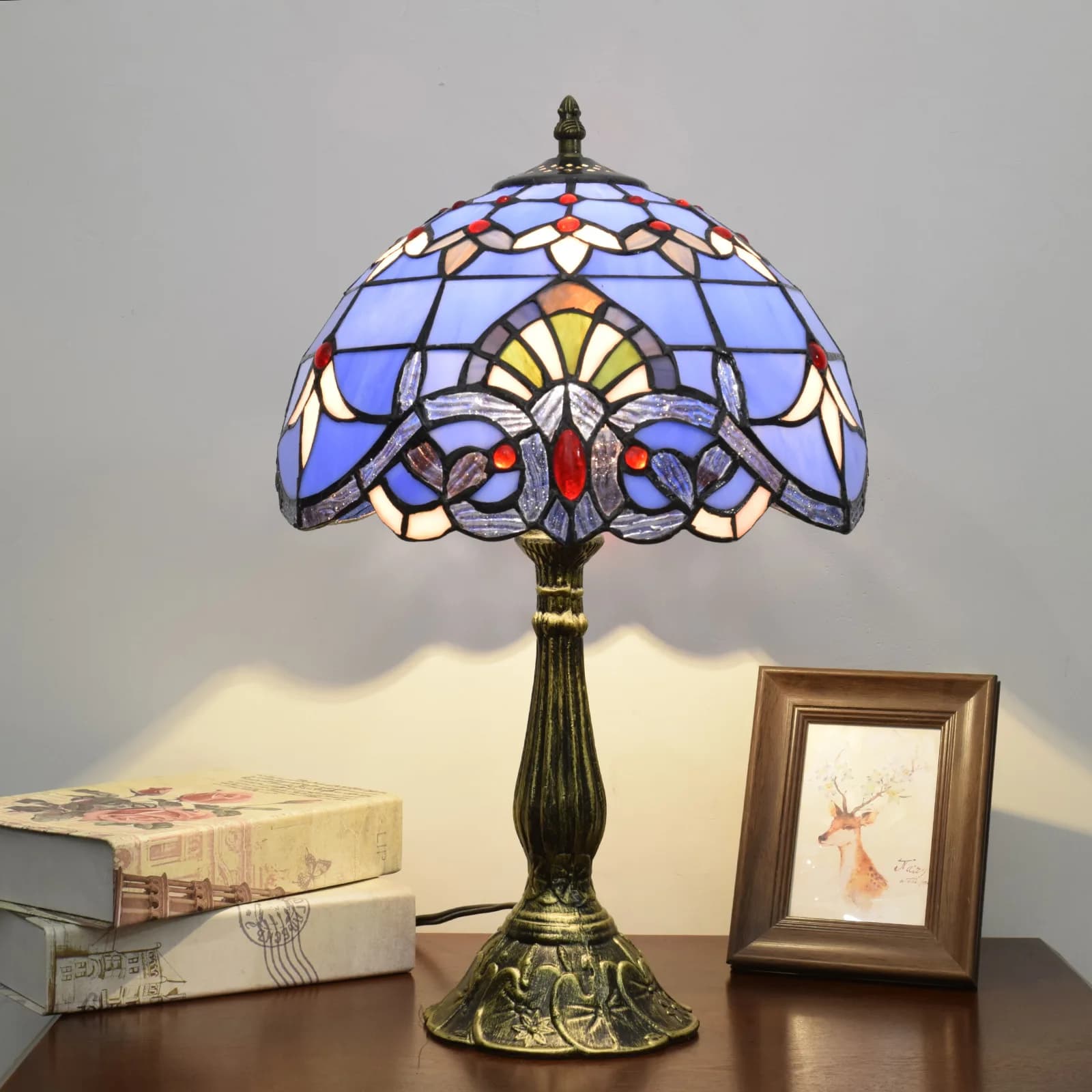 Lampade da tavolo in vetro colorato in stile barocco, per hall di hotel, soggiorno, sala da pranzo, camera da letto, comodino, in stile pastorale europeo.