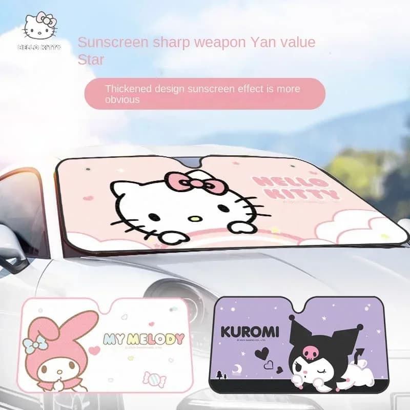 Parasole per Auto Hello Kitty con Protezione Solare e Copertura Riscaldata per Parabrezza e Finestrini