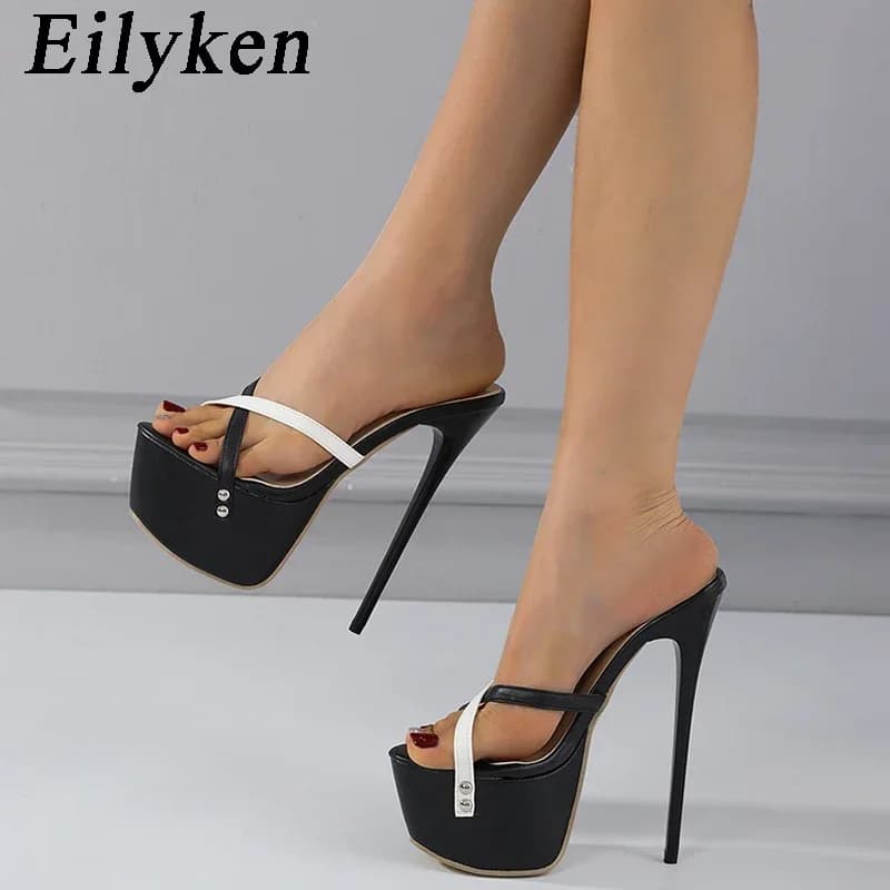 Eilyken Designer Band Stretta Piattaforma Open Toe Pantofole da donna Sexy Passerella da sera Fetish Tacchi alti a spillo Scarpe da festa