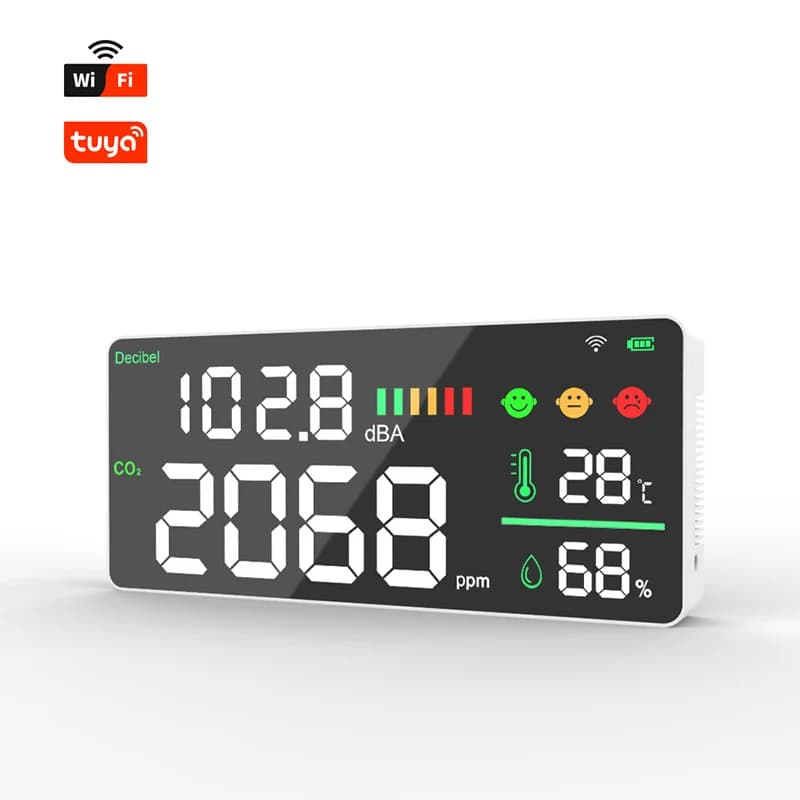 Rilevatore di rumore Decibel WiFi Monitoraggio remoto in tempo reale Misuratore di livello sonoro a parete con display a LED Orologio