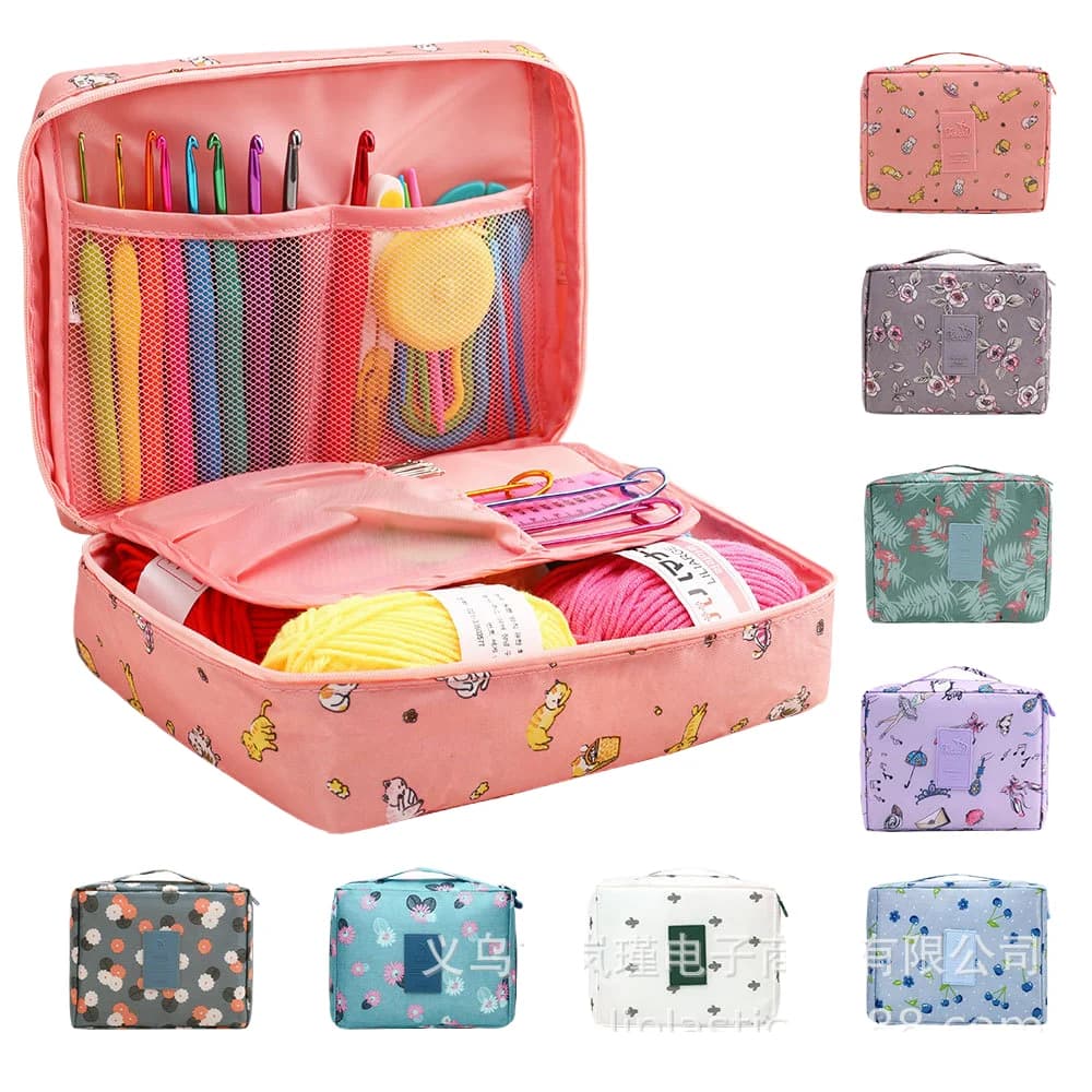 59 pezzi includono 6 matasse filato, ganci, aghi, borsa portaoggetti Kit all'uncinetto con accessori per maglieria Set per regalo per principianti