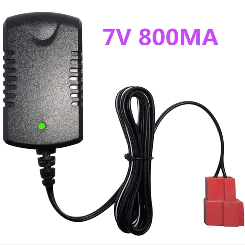 Caricabatteria da auto 6V per bambini, caricabatteria 7V 800MA per 6V BMX X6 Kid TRAX Disney Wal-Mart Ride-On giocattoli per auto spina quadrata rossa