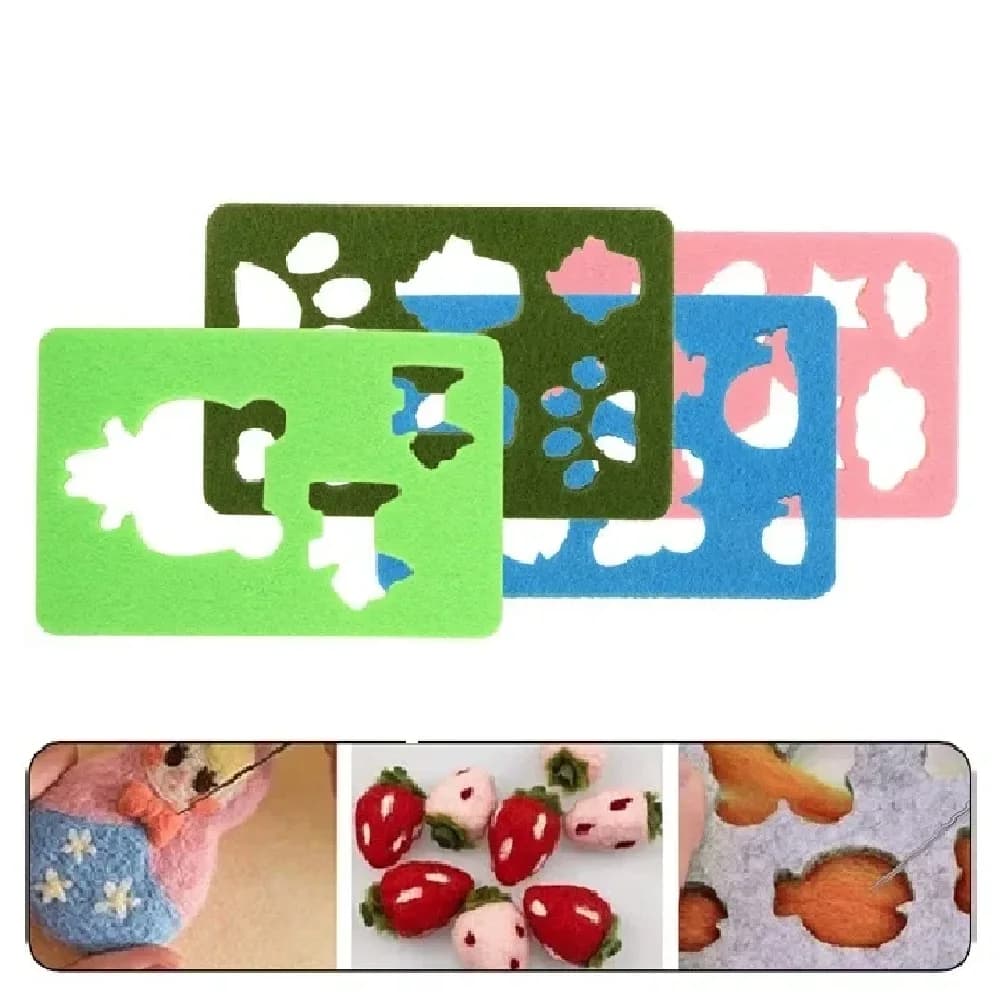 1 Set stampi per infeltrimento ad ago fai da te modello in feltro morbido Stencil Applique artigianato in lana infeltrimento strumento per la creazione di accessori per cucire