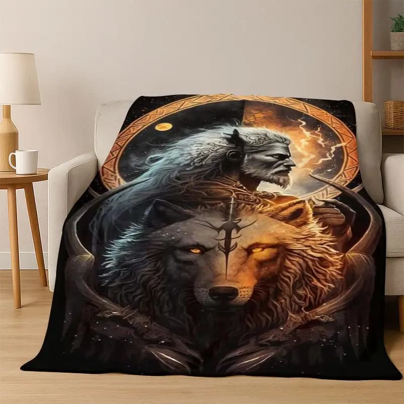 Coperta in flanella Viking WarriorSymbol Valknut Nordic Valhalla, morbida e calda, per camera da letto, soggiorno, letto, viaggi, campeggio