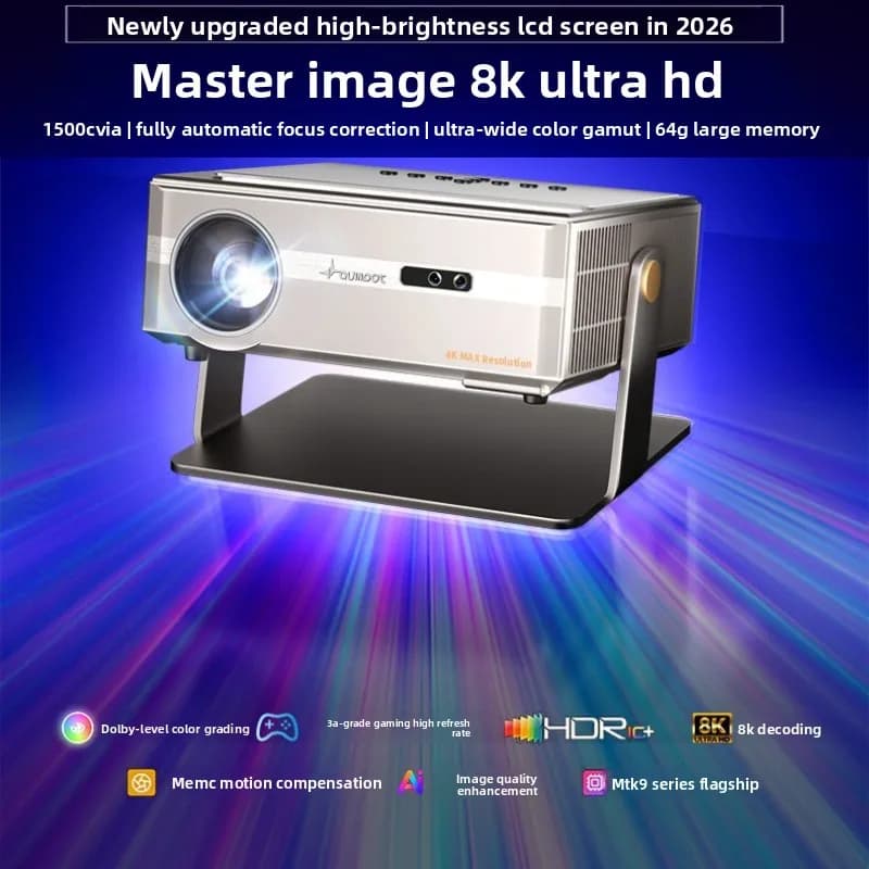 Proiettore da 13000 lumen per casa, 4K Ultra HD, proiezione diretta diurna, grande schermo, home theater, RAM 8G, memoria 64G