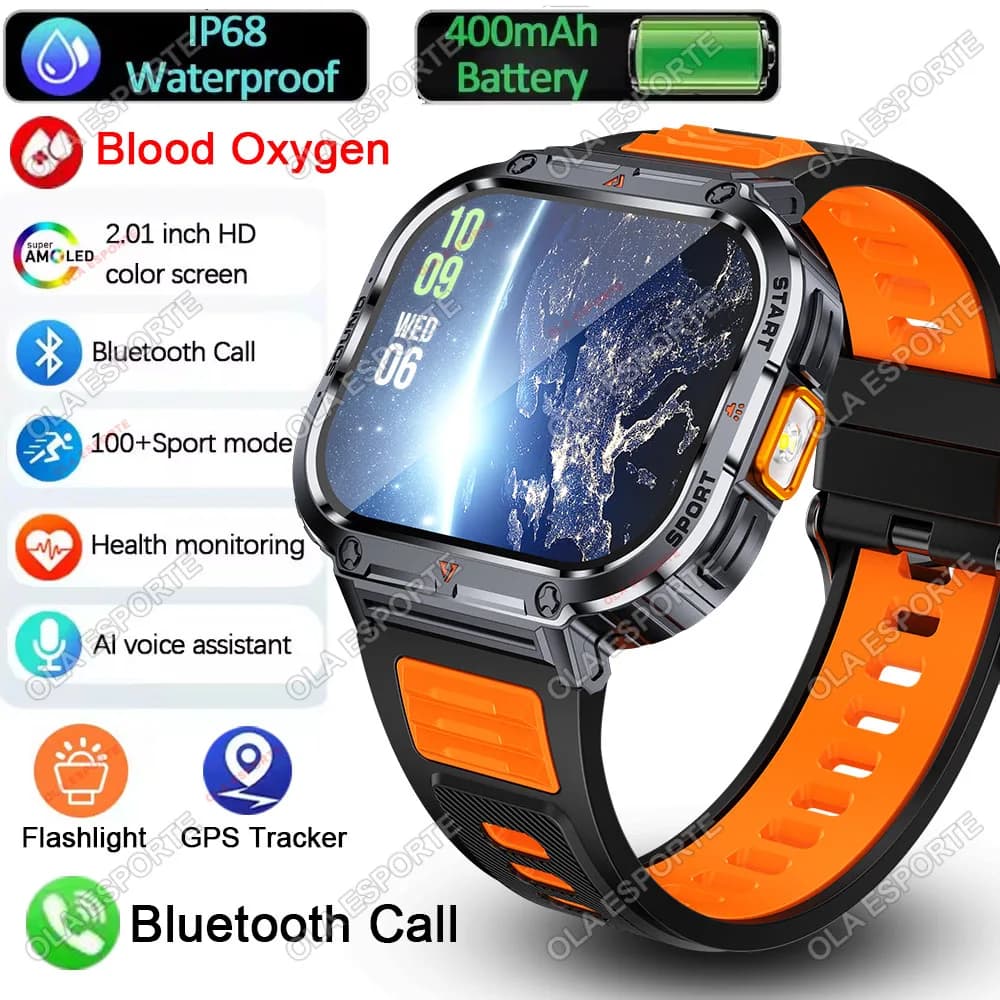 NX23 Supervisory Actuator 2.01 Ultra Large Screen HAS CONDUCTION BT Electric Flashlight Call 400mAh Men Fitness Sport Tracker Smartwatch