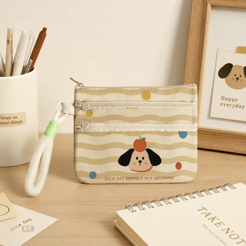 Lightweight Cartoon Passport Holder Slim Zipper Cute ID Card Holder Portable Dustproof Travel Document Organizer