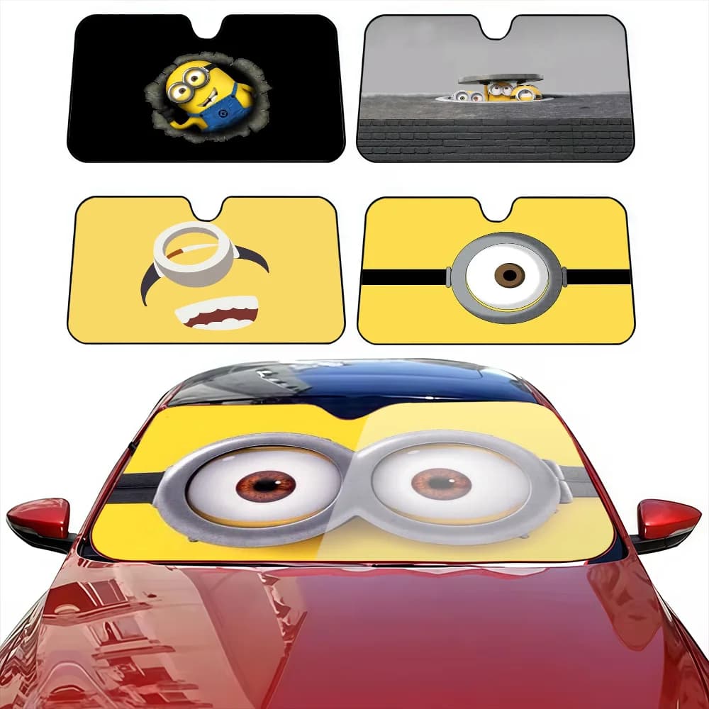 Cartoon M-Minions Carino Divertente Parasole per auto Parasole per auto Parabrezza personalizzato Anti-UV Finestra Parabrezza Copertura Ombra Visiera automatica
