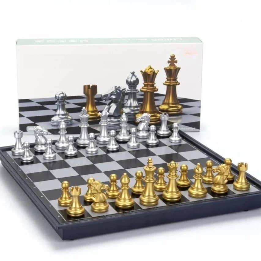 Set di Pezzi degli Scacchi Magnetici Internazionali, Scacchiera Pieghevole, 3 Diverse Dimensioni, 36x31cm Re 7,2cm