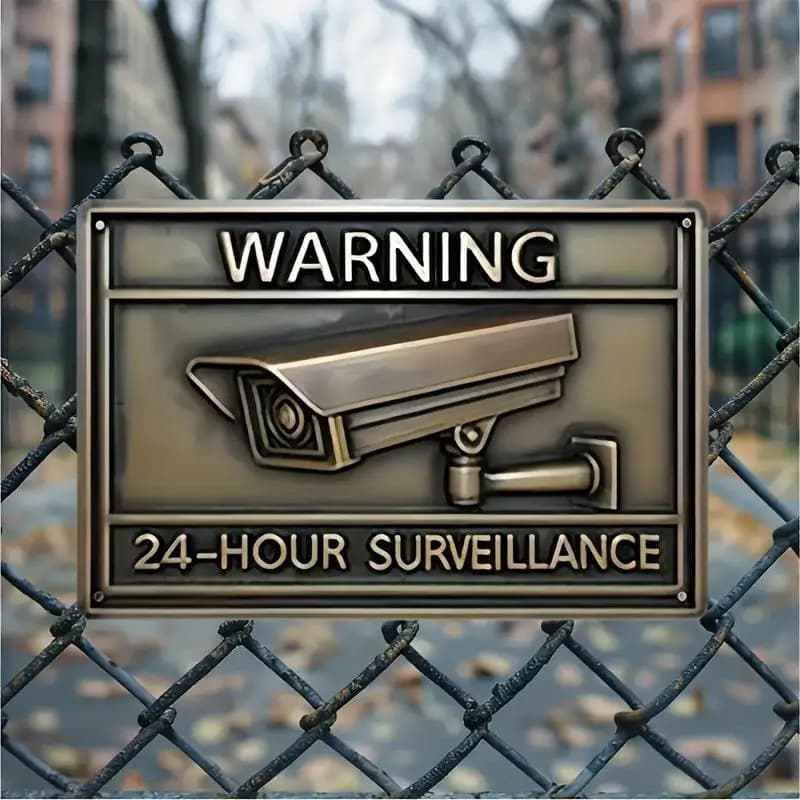 1Pcs 24-Hour Video Security Alert Surveillance Warning Sign Durable Tinplate Label With Camera Graphic Farmhouse Decor