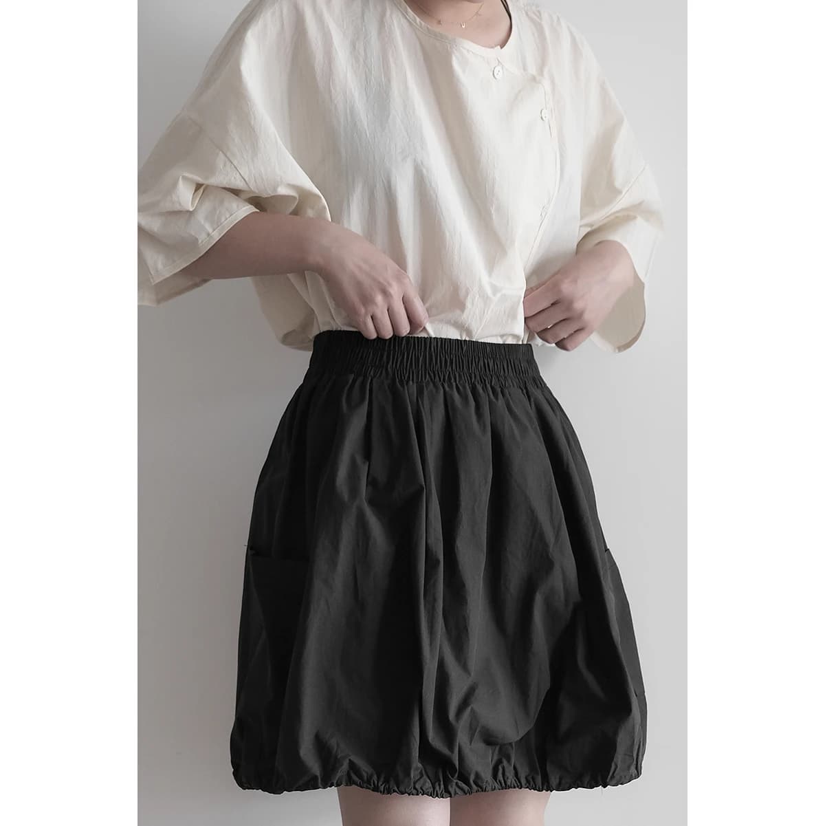 High Waist Bouffant Skirt with Large Pockets Simple Versatile Short Skirt Spring Summer Cotton Commute Style Floral Pattern
