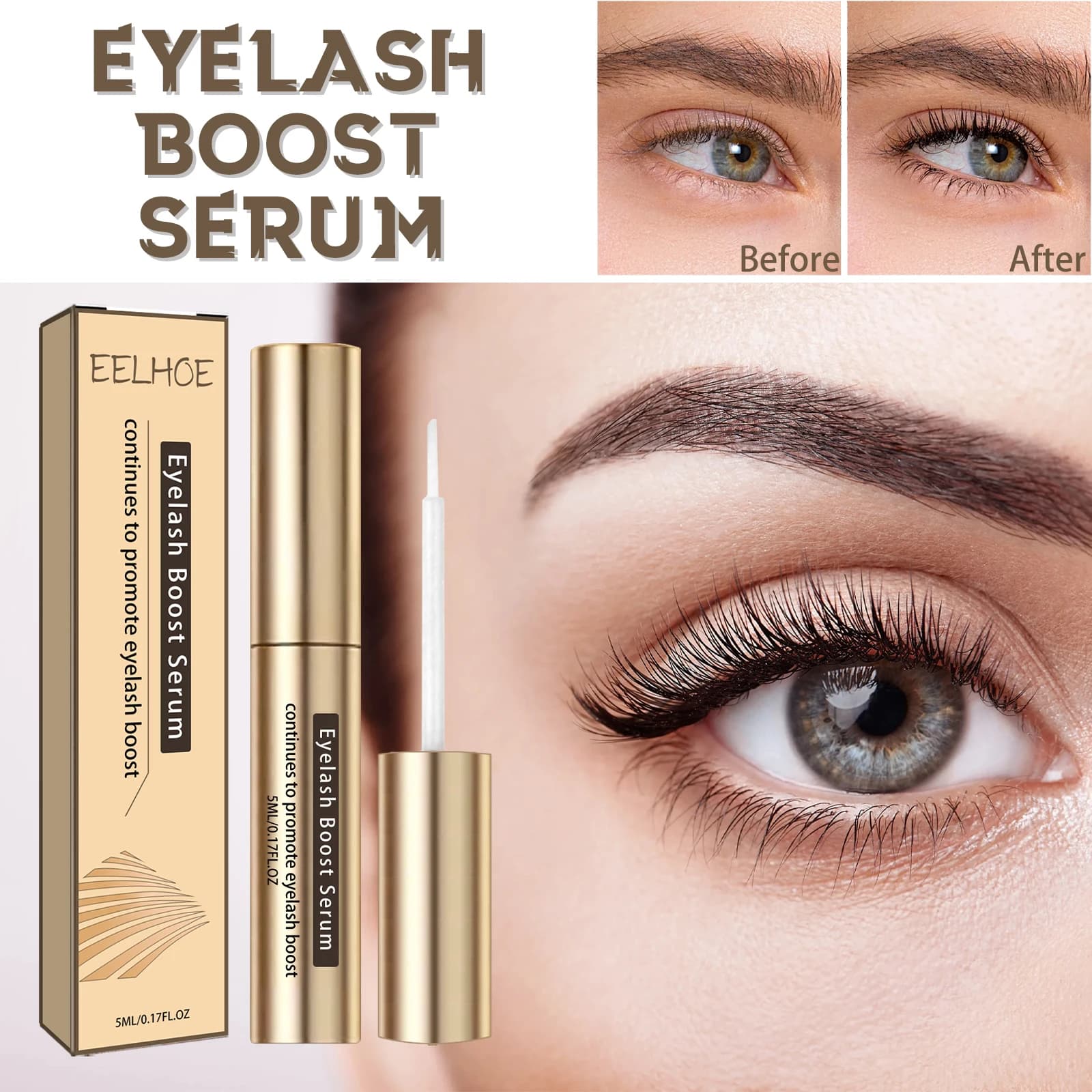 Black long-lasting stretching curling mascara, long-lasting natural drought-proof eyelash makeup, waterproof, 5ml