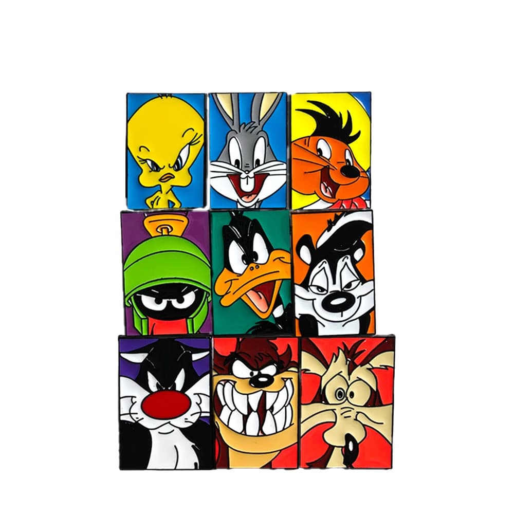 Set di 9 Spille Creative a Forma di Coniglio Geometrico, Spille Smaltate a Tema Cartoni Animati Daffy e Tweety, Gioielli da Collezione per Bambini, Regalo