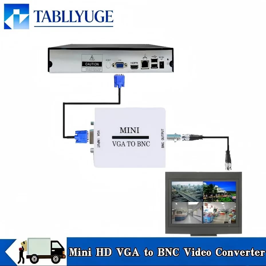 Mini Convertitore Video da VGA a BNC HD, Adattatore da VGA a BNC, Box Switcher Digitale per Monitor HDTV